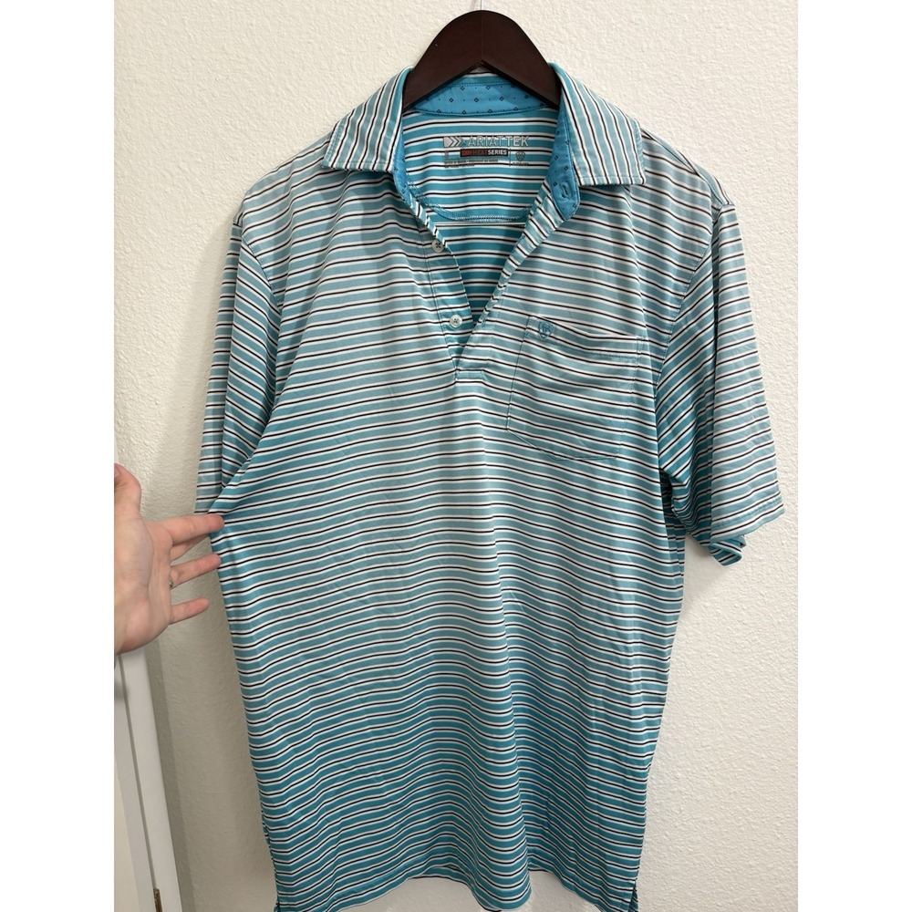 Ariat Tek Polo Golf Mens Small Light Blue Heat Series Workwear Active Shirt